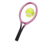 Beaupretty Mini Tennis Racket with Ball for Dollhouse Decoration Realistic Miniature Sports Prop Vivid Craftsmanship Safe Collectible Accessory for Mini House Scene