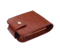 Beaupretty Mini Travel Lipstick Holder Case with Built Mirror Portable PU Lipstick Storage Bag Compact Makeup Organizer for Purse Go Touchups Brown