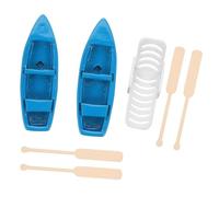 Beaupretty Miniature Beach Decor with Blue Rowboats Paddles and White Beach Chair for Dollhouse Sandbox Desktop Decoration Nautical Style Accessories