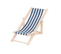 Beaupretty Miniature Blue Stripe Beach Chair Model for Dollhouse Furniture Play House Accessory Outdoor Recliner Ornament for DIY Mini Scene Decor and Imaginative Play