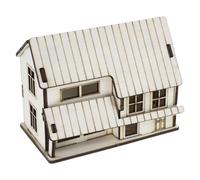 Beaupretty Miniature Cottage Wood Village Figurines for Dollhouse Decor Beige Assembly House Model with Smooth Finish Fully Crafted for Sandbox Scenes Micro Gardens and Houses