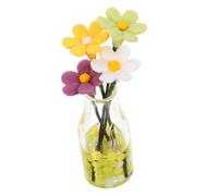 Beaupretty Miniature Daisy Flower in Transparent Glass Vase Dollhouse Decoration Creative Mini Plant Ornament for Doll House Safe Resin Material Mini Garden and Gift Accessory