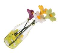 Beaupretty Miniature Daisy Flowerpot Dollhouse Decor Small Faux Potted Flower Arrangement for Garden Bonsai Model Craft with Transparent Glass Vase Cute Home and Mini Garden Accent