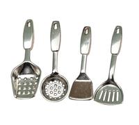 Beaupretty Miniature Dollhouse Kitchen Utensils Set, 4pcs Tiny House Accessories for Pretend Play, Mini Cooking Tools for Dollhouse Décor and Role-playing