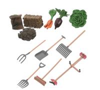 Beaupretty Miniature Farm Tool Accessory Set for Detailed Farm Feed Scene Model with Bale Straw Fork Mower Brush Carrots Creative and Easy Assembly for Garden Play and Educational Fun
