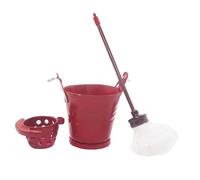 Beaupretty Miniature Mop Bucket Set for Doll House Decor Mini Cleaning Tools Realistic Micro Landscape Accessory for Living Room Bedroom Study Playroom