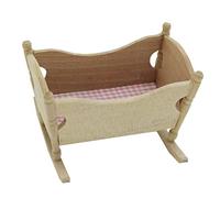 Beaupretty Miniature Wooden Cradle Model Eco Friendly Handmade Doll Furniture for Birthday Party Gifts Educational Pretend Play Accessories