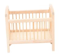 Beaupretty Miniature Wooden Doll Crib Model Scale Natural Wood Crib Miniature Bedroom Accessory Safe Craft Decor for Dollhouses Photo Props and Room Ornament
