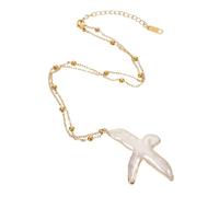 Beaupretty Minimalist Pearl Cross Necklace for Women Gold-edged Freshwater Pearls Hypoallergenic Religious Jewelry for Baptism and Christmas Elegant Faith Pendant