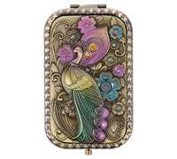 Beaupretty Mirror Metal Design Magnified View with and Classic Pocket Vintage Folding Compact round Peacock Vanity Mirror for Travel Daily Use and Makeup