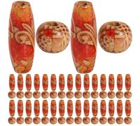 Beaupretty Mixed Color Wooden Beads Bulk Set 100pcs Large Hole Round Rice Shape Beads for Jewelry Making for Bracelets and Decorative Crafts Random Color Random Style