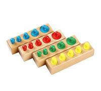 Beaupretty Montessori Sensory Educational Colored Wooden Cylinder Blocks for Knobbed Wood Learning Tools for Color Cognition Coordination and Creativity Development