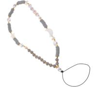 Beaupretty Moon Star Beaded Phone Charm Wrist Lanyard Handmade Soft Clay Pearl Phone Chain Strap for Mobile Cute Gray for Women Everyday Use