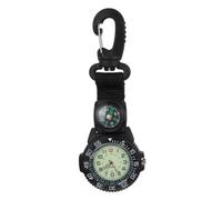 Beaupretty Multifunction Outdoor Mountaineering Hanging Watch with Durable Nylon Strap and Carabiner Clip Sports Pocket Watch for Backpack Clothes and Hiking Use Precise Movement Black Design