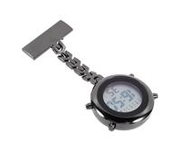 Beaupretty Multifunctional Digital Nurse Fob Watch with Alarm Timer Elegant Black Metal Electronic Hanging Pocket Watch for Women and Healthcare