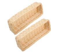 Beaupretty Multifunctional Flatware Organizer for Silverware Storage and 2pcs White Pe Wicker Basket with Simple and Elegant Design , for Kitchen and Bedroom Use for Kitchen Bedroom Use