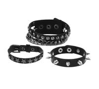 Beaupretty Multilayer Punk Style Studded Cuff Bracelet for Men and Women Comfortable Faux Leather Wristbands Gothic Rivet Design for Halloween Parties and Daily Wear