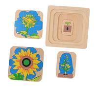 Beaupretty Multilayer Wooden Jigsaw Puzzle Educational for Sunflower Design with Bright Colors Premium Wood Material Imagination and Eye Hand Coordination Training Portable for Easy Storage