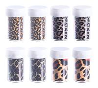 Beaupretty Nail Foil Transfer Sticker Leopard Print Nail Art Wrap Nail Adhesive Stickers for DIY Christmas,8Bottle(Mixed Color) Girl Stickers
