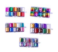 Beaupretty Nail Stickers Nail Decals 5 Boxes Nail Art Transfer Stickers Shinny Foil Nail Wraps Stickers Manicure Nail Transfer Decal for Home Salon Nail Stickers Nail Decals