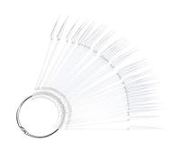 Beaupretty Nail Sticks Fan-shaped Nail Display Nail Practice Tips Nail Colour Tips Display with Metal Ring,100pcs(Transparent)