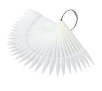 Beaupretty Nail Sticks Fan-shaped Nail Display Practice Tips Colour Tips Display with Metal Ring,100pcs(White)