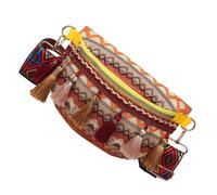 Beaupretty National Style Chest Bag with Wide Strap Ethnic Style Small Cross Body Bag for Women for Work School Travel and Weekend Outings Stylish Yellow Design with Tassels