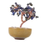 Beaupretty Natural Crystal Feng Shui Wealth Tree with Citrine and Lapis Stones Handcrafted Money Bonsai for Home and Office Decor Spiritual Luck Ornament with Base