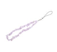 Beaupretty Natural Crystal Phone Lanyard Purple Beads Chain with Rose Quartz Chips Multi-function Mobile Phone Wrist Strap and Camera Use