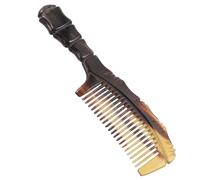 Beaupretty Natural Horn Comb with Handle 18cm Anti-static Massage Detangling Comb for Wavy and Curly Hair Portable Hair Care Tool