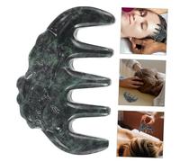 Beaupretty Natural Tibetan Jade Scalp Massage Comb Five-tooth Serpentine Jade Hair Massage Tool for Stress Relief Dandruff Control and Comfortable Scalp Stimulation Suitable for All Hair