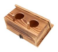 Beaupretty Natural Wooden Double Hole Bird Nesting Box with Perch for Parakeets and Budgies - Outdoor Carbonized Wood Breeding and Resting House for Small Birds and Parrots