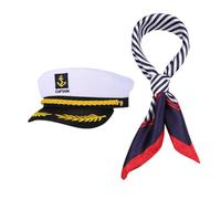 Beaupretty Nautical Captain Hat and Scarf Set Easy Costume for Men and Women Instant Transformation for Themed Parties Yacht Captain Accessories for Effortless Styling