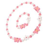 Beaupretty Necklace and Bracelet Set for Beaded Wooden Jewelry with Pearl Dress Up Accessories for Birthday and Christmas Parties