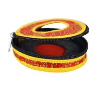 Beaupretty Nepal Cymbal Bell Holder with Handmade Embroidery Compact Storage Pouch for Tingsha Cymbals Delicate Tibetan Style Packing Case for Meditation Bells Tear-resistant Material Easy to