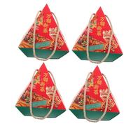 Beaupretty New Year Treat Boxes 4pcs Small Candy Cases with Lids Chinese Packaging Boxes for 2024 Lunar New Year Cookies and Holiday Party Present Containers