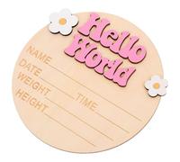 Beaupretty Newborn Announcement Sign and Baby Name Sign for Nursery, Deep Pink Wooden Growth Marker Plaque, Infant Birth Announcement, Baby Shower Photo Prop and Nursery Decor