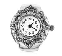 Beaupretty Numerals Quartz Ring Watch Vintage Octagonal Alloy Silver Case Finger Watch for Men Women Festival Stylish White Dial