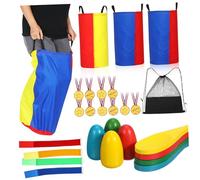 Beaupretty Outdoor Family Games with Medals Egg and Spoon Relay Three Legged Race Bands Potato Sack Jump Bags Lightweight Portable Backyard Party Fun for Adults
