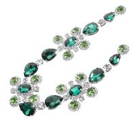 Beaupretty Oval Teardrop Rhinestone Applique Trim with Hole Green Crystal for Clothes Collar Decoration, DIY Sewing Patch for Wedding, Shoes and Bags Embellishment