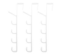 Beaupretty Over Door Hat Hook 3pcs White Door Hanging Hook Multifunctional Five-Section Rack, ABS, Holding More Things, Back of the Door