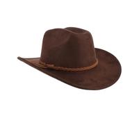 Beaupretty Oversized Wide Brim Suede Cowboy Hat with Tassel Band Handmade Western Jazz Style for Men Women Soft Felt Cowgirl Beach Party Hat for Outdoor Events and Casual Outfits Brown