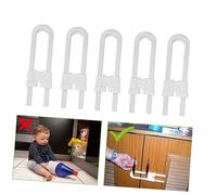 Beaupretty Pack of 4 White Plastic Adjustable U-Shaped Cabinet Locks Baby Safety Latches No Tools Required Easy to Install for Closets with Mushroom Shaped Knobs Toddlers Proofing