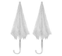 Beaupretty Parasol Umbrella Handmade 2pcs Lightweight Lace White Steel Frame Dual-use Elegant Parasol Props Bridal Accessory for Weddings and Photoshoots