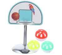 Beaupretty Parrot Basketball Hoop Toy 4pcs Metal Bird Educational Training Set Medium Size Indoor Cage Accessory for African Grey, Cockatiel, and Conure Random Color