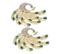 Beaupretty Peacock Brooch Pins for Women 2PCS Rhinestone Floral Lapel Pins Lightweight Fashion Accessories for Dresses and Cardigans Stylish Shawl Collar Decor