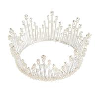 Beaupretty Pearl Bride Crown Wedding Headdress Silver Hair Accessories for Women with Chic Design and Gorgeous Brightness, Photography and Party Headwear for Ladies