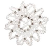 Beaupretty Pearl Bun Cover Rhinestones Crochet Snood Hair Net Ealstic Bun Cover for Dance Performance Party Wedding Womens Hair Accessories