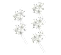 Beaupretty Pearl Floral Bridal Wedding Hair Piece Set 5pcs U-shaped Pearl Hairpins Hair Clasp Women's Sticks