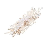 Beaupretty Pearl Flower Bridal Hair Comb with Rhinestone Accents Elegant Wedding Headdress Accessories for Bride and Bridesmaid Luxurious Imitation Pearl Floral Design Easy to Use Hair Clip